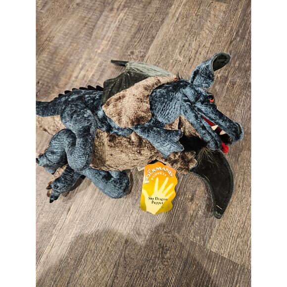 Folkmanis Sky Dragon Hand Puppet Teal Blue 24” Full Body Plush Toy Stuffed new - Picture 2 of 6